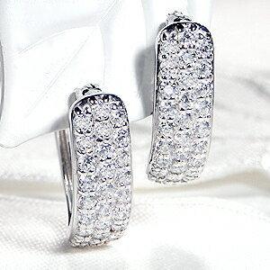 Pt900 1.0ct ダイヤモンド パヴェ ピアス プラチナ 遮断式 ジュエリー レディース pave ダイヤモンド フープ ダイア ４月誕生石 ギフト プレゼント GUPE508の画像