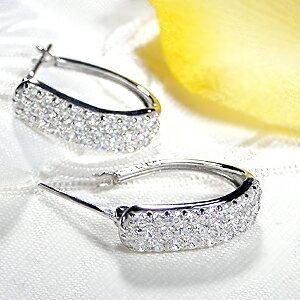 Pt900 1.0ct ダイヤモンド パヴェ ピアス プラチナ 遮断式 ジュエリー レディース pave ダイヤモンド フープ ダイア ４月誕生石 ギフト プレゼント GUPE508の画像