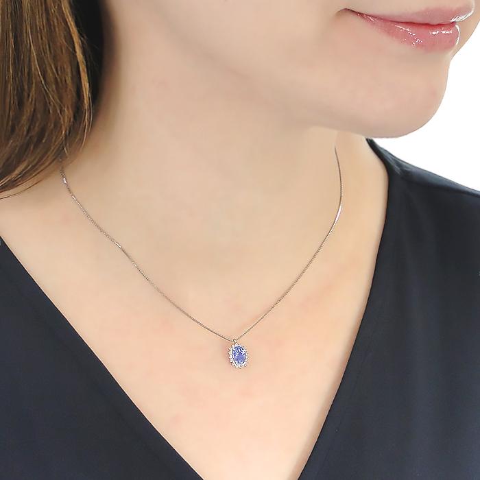 Pt900 タンザナイト ダイヤモンド ネックレス ペンダント 送料無料 Pt