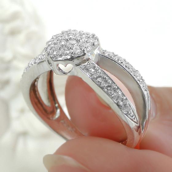 Pt900 0.5ct ダイヤモンド リング 送料無料 プラチナ ハート ダイヤ PT pave 指輪 パヴェ はーと 可愛い 人気  0.5カラット ダイア ダイアモンド 豪華 GUR1007の画像