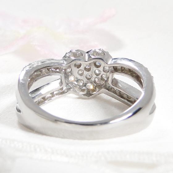 Pt900 0.5ct ダイヤモンド リング 送料無料 プラチナ ハート ダイヤ PT pave 指輪 パヴェ はーと 可愛い 人気  0.5カラット ダイア ダイアモンド 豪華 GUR1007の画像
