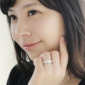 pt900 プラチナ ダイヤモンド ダイヤ 指輪 リング 0.7ct ハート パヴェ 豪華 可愛い GUR1015の画像