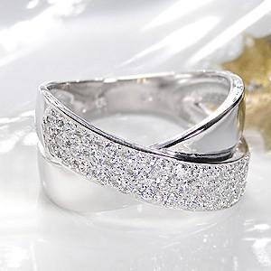 K18 WG ゴールド ダイヤモンド ダイヤ 指輪 リング 0.5ct パヴェ X 