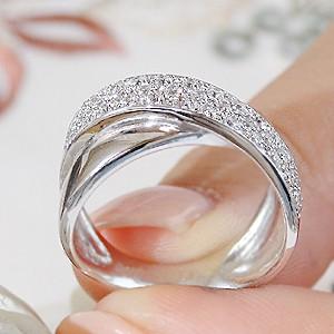 K18 WG ゴールド ダイヤモンド ダイヤ 指輪 リング 0.5ct パヴェ X 