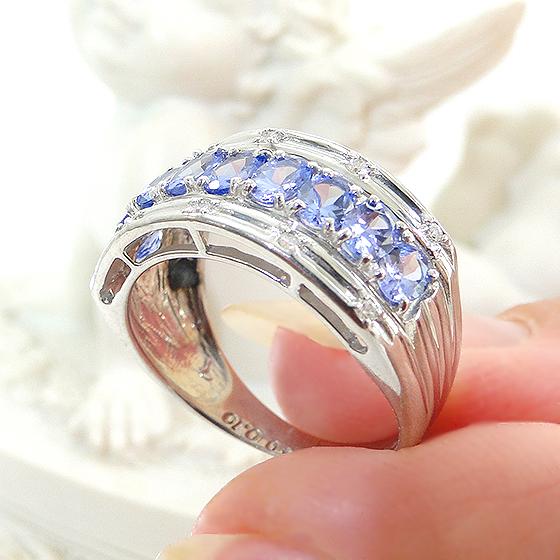 タンザナイト 1.77ct ダイヤ リング 指輪 K18WG 12号