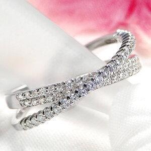 Pt900 0.50ct クロス ダイヤモンド リング プラチナ ダイア 0.5 
