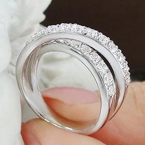 pt900 プラチナ ダイヤモンド ダイヤ 指輪 リング クロス 0.70ct 2連