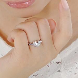 K18 WG ゴールド ダイヤモンド ダイヤ 指輪 リング ハート パヴェ 0.3ct ハートモチーフ GUR1074の画像