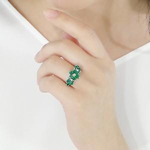 K18 WG ゴールド ダイヤモンド ダイヤ 指輪 リング カラーストーン エメラルド 花 フラワー 5月 4月 誕生石 GUR1127EMの画像