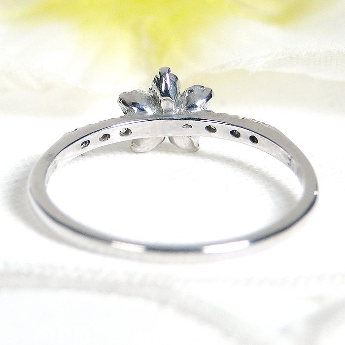 Pt900 0.16ct フラワーモチーフ ピンキーリング 送料無料 PT プラチナ