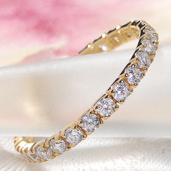 K18 WG YG PG 0.5ct ダイヤモンド フルエタニティ ピンキー リング