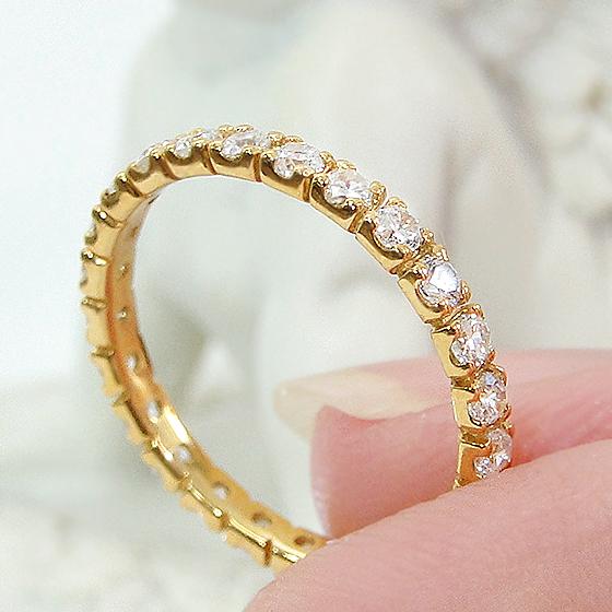 K18 WG YG PG 0.5ct ダイヤモンド フルエタニティ ピンキー リング