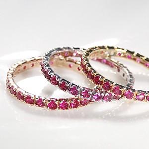 K18 PG YG WG ゴールド 指輪 リング カラーストーン ルビー 0.5ct フルエタニティ フルエタ ピンキー GUR1236RBの画像