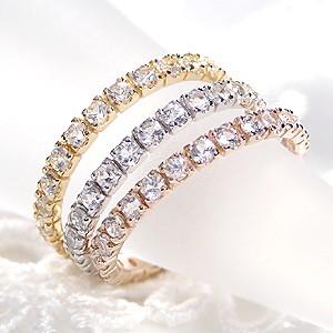 K18 PG YG WG ゴールド 指輪 リング カラーストーン ホワイト  