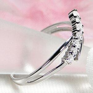 Pt900 0.17ct ダイヤモンド リング レディース クロス ウエーブ