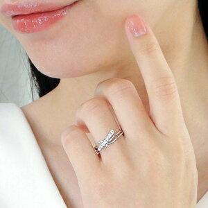 Pt900 0.17ct ダイヤモンド リング レディース クロス ウエーブ