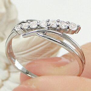 Pt900 0.17ct ダイヤモンド リング レディース クロス ウエーブ