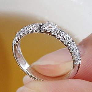 pt900 プラチナ ダイヤモンド ダイヤ 指輪 リング パヴェ 0.58ct SIクラス Hカラー 一粒 エレガント GUR1261の画像