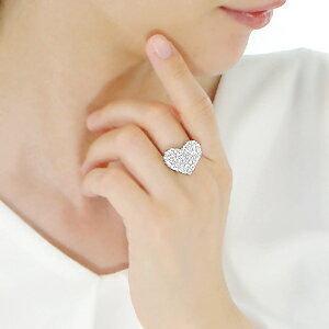 pt900 2.0ct パヴェ ダイヤモンド ハート リング プラチナ 2カラット 