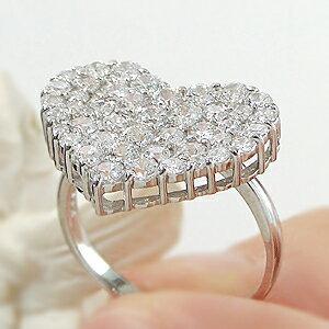 pt900 2.0ct パヴェ ダイヤモンド ハート リング プラチナ 2カラット 