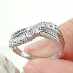 pt900 0.50ct ダイヤモンド リング Hカラー SIクラス 送料無料 プラチナ PT ダイヤ 指輪 ダイア クロス ウェーブ レディース ギフト プレゼント GUR1272の画像