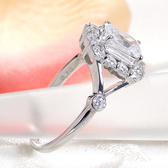 中央宝研鑑定書付 Pt900 1.70ct プラチナ ダイヤモンド リング 送料