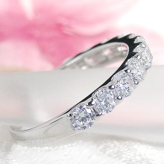 pt950 1.00ct ダイヤモンド エタニティリング 送料無料 ダイヤ プラチナ ハーフ エタニティ 結婚 婚約 指輪 1ct 1カラット ブライダル 記念 マリッジ GUR1280の画像