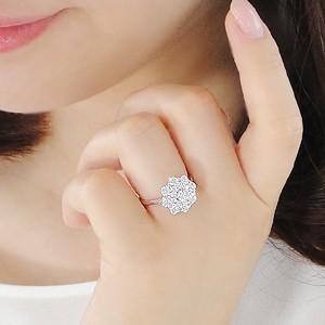 pt900 プラチナ ダイヤモンド ダイヤ 指輪 リング パヴェ 1.0ct 1カラット フラワー 花 豪華 GUR1292の画像