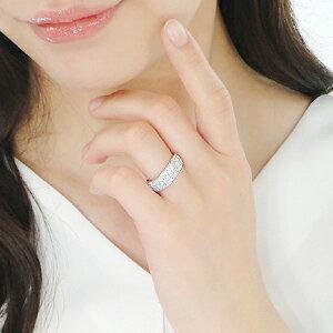 Pt900 1.0ct パヴェ ダイヤモンド ウェーブ リング 1.0カラット wave pave エタニティ 豪華 ゴージャス 指輪 ギフト プレゼント ４月誕生石 GUR1293の画像
