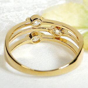 K18YG 0.50ct ダイヤモンド リング 18金 イエロー ゴールド ダイアモンド 18k 3石 スリーストーン 0.5カラット ３連 3列 3粒 幅広 指輪 ギフト GUR1307の画像