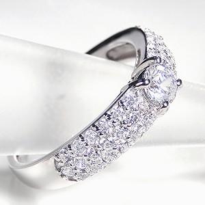 pt900 プラチナ ダイヤモンド ダイヤ 指輪 リング パヴェ SIクラス Hカラー 0.8ct エレガント GUR1355の画像