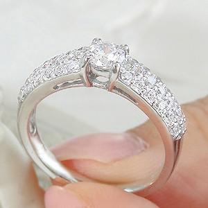 pt900 プラチナ ダイヤモンド ダイヤ 指輪 リング パヴェ SIクラス Hカラー 0.8ct エレガント GUR1355の画像