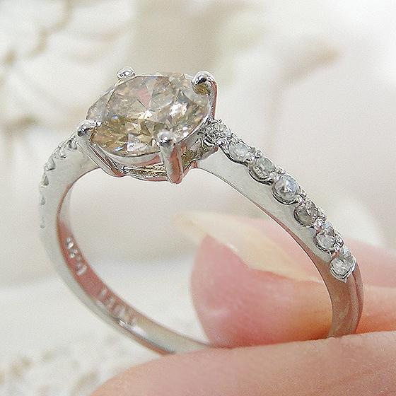 pt900 1.20ctUP ブラウン ダイヤモンド リング 送料無料 レディース