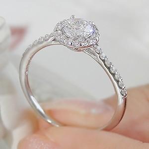pt900 プラチナ ダイヤモンド ダイヤ 指輪 リング 0.6ct 大粒 取り巻き 豪華 上品 Hカラー I-1クラス 誕生石 4月 GUR1389の画像