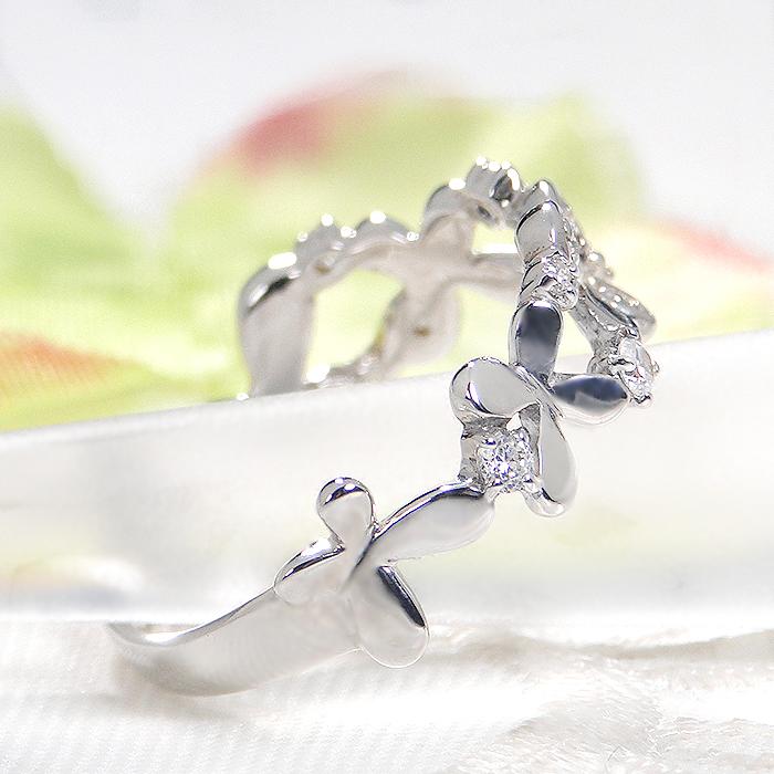 Pt900 0.2ct ダイヤモンド バタフライ リング 送料無料 レディース 指輪 リング プラチナ Hカラー ＳIクラス 蝶々 ちょうちょ 4月 誕生石 お守り GUR1501-Ptの画像