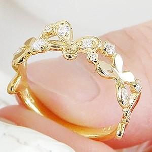 ダイヤモンドリング リング 指輪 ダイヤモンド ダイヤ 蝶 ちょうちょ ゴールド 18k 18金 YG バタフライ GUR1501YGの画像