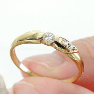K18 YG 0.12ct ダイヤモンド リング 送料無料 ダイヤ イエロー 