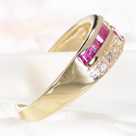 K18 ルビー　ダイヤモンド　リング　指輪　ゴールド　金 メンズリング 18金 指輪 K18 18k ゴールド ルビー ダイヤモンド 地金