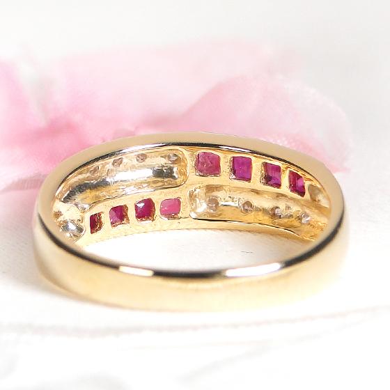 K18 ルビー　ダイヤモンド　リング　指輪　ゴールド　金 K18YG ルビー ダイヤモンド リング 送料無料 イエローゴールド 赤