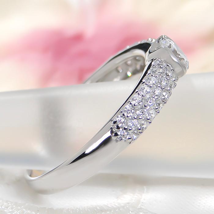 Pt900 0.7ct ダイヤモンド リング 送料無料 プラチナ 0.7カラット ダイヤ PT ダイア pave 指輪 豪華 華やか 可愛い 人気 幅広 大粒 一粒 ひと粒 パヴェ GUR1531の画像