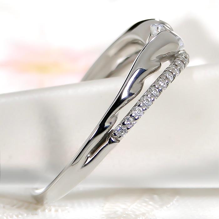 Pt900 0.33ct ダイヤモンド リング 送料無料 プラチナ PT Hカラー SIクラス ダイアモンド ダイヤ 指輪 大粒 一粒 ひと粒 エタニティ 2連 重ねづけ風 GUR1534の画像