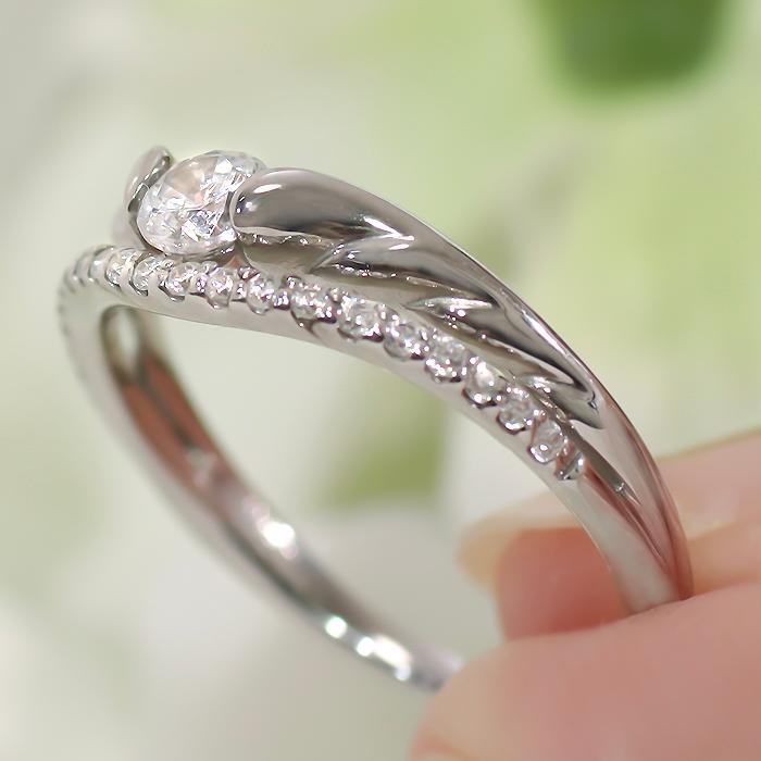 Pt900 0.33ct ダイヤモンド リング 送料無料 プラチナ PT Hカラー SIクラス ダイアモンド ダイヤ 指輪 大粒 一粒 ひと粒 エタニティ 2連 重ねづけ風 GUR1534の画像