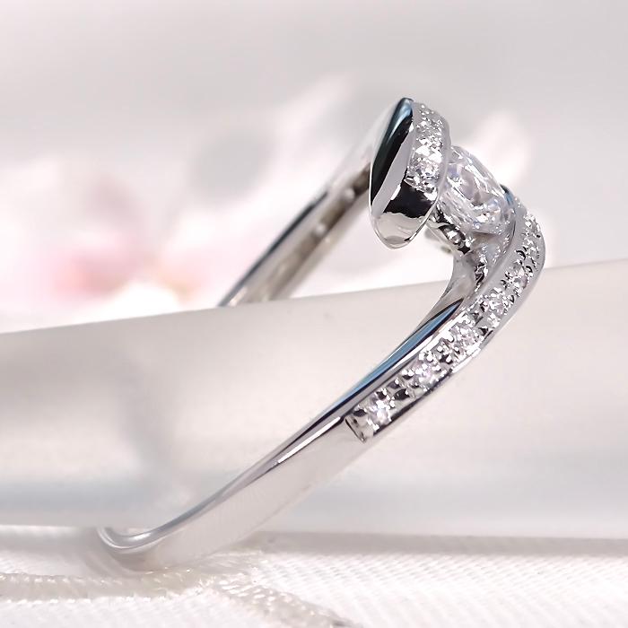 Pt900 0.41ct ダイヤモンド リング 送料無料 指輪 結婚 婚約  Hカラー SIクラス 華やか 1粒 個性的 プラチナ ダイヤ エンゲージ  大粒 一粒 上品 人気 GUR1540の画像