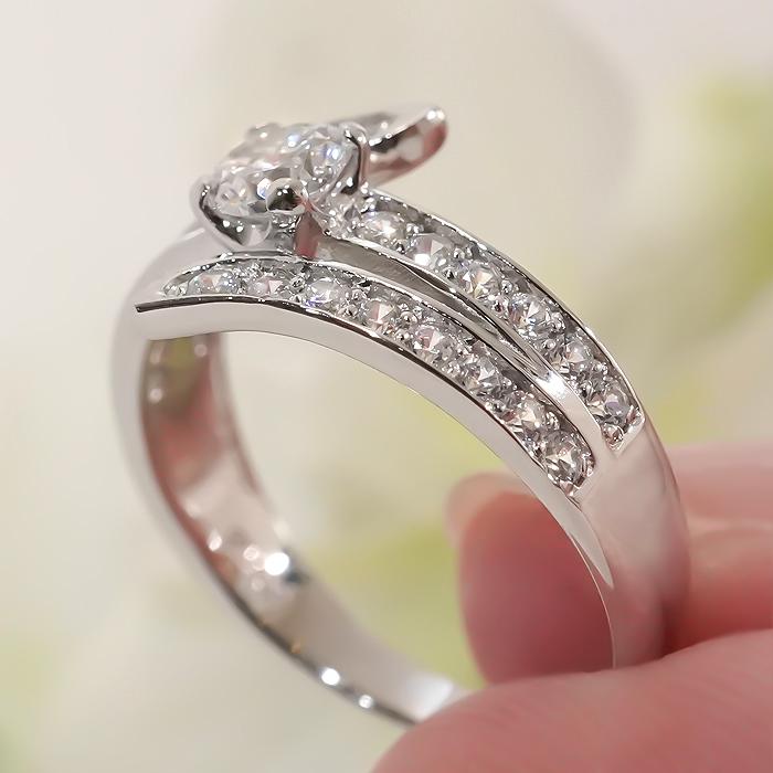 Pt900 0.70ct ダイヤモンド リング 送料無料 指輪 結婚 婚約  Hカラー SIクラス 個性的 2連風 プラチナ ダイヤ エンゲージ  大粒 一粒 上品 人気 GUR1542の画像