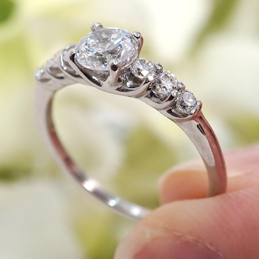 Pt900 0.75ct ダイヤモンド リング センター石 中央宝石研究所ソーティング付 送料無料 プラチナ ダイヤ ダイア 指輪 レディース プレゼント 4月 誕生石 GUR1547の画像