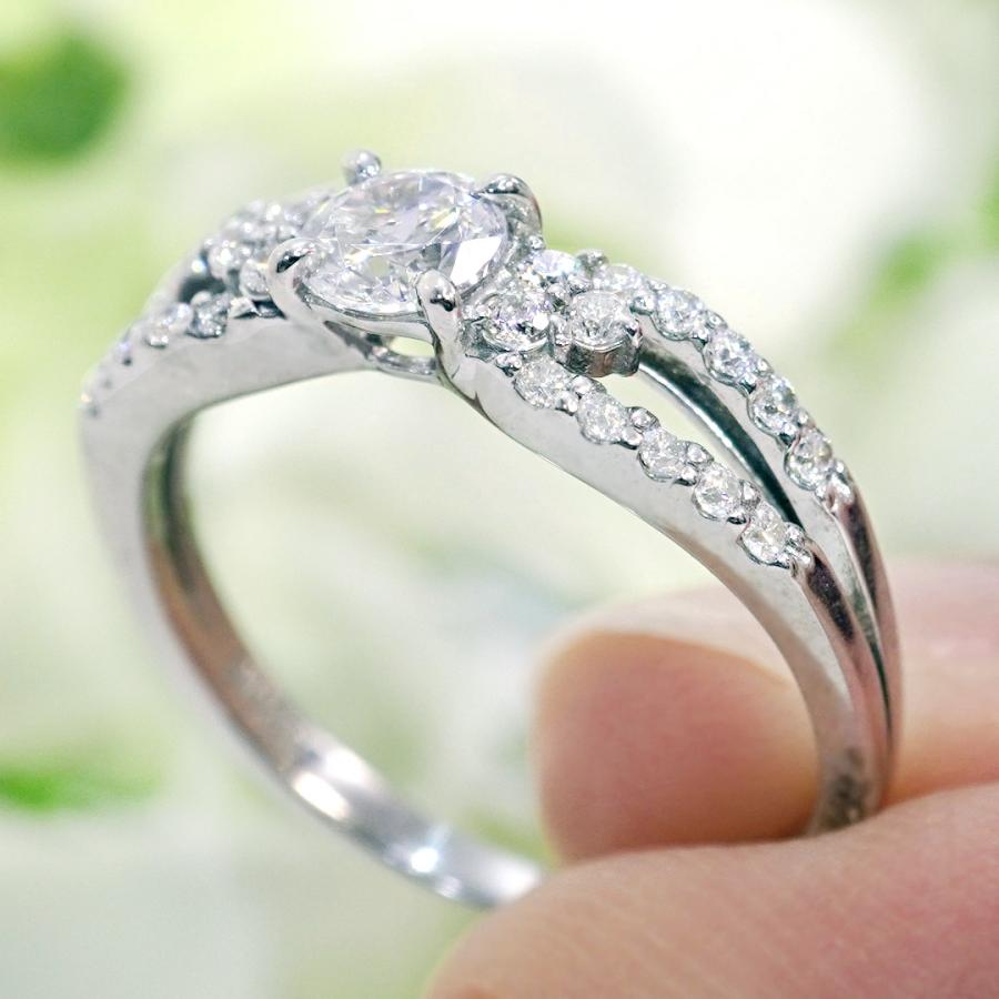 Pt900 0.65ct ダイヤモンド リング センター石 中央宝石研究所ソーティング付 送料無料 プラチナ ダイヤ ダイア 指輪 レディース プレゼント 4月 誕生石 GUR1550の画像