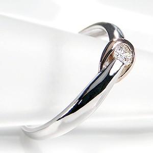 pt900 プラチナ K18 PG ゴールド ダイヤモンド ダイヤ 指輪 リング 0.1ct 一粒 18k シンプル GUR781の画像