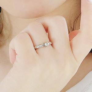 pt900 プラチナ K18 PG ゴールド ダイヤモンド ダイヤ 指輪 リング 0.1ct 一粒 18k シンプル GUR781の画像