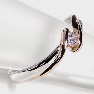 pt900 プラチナ K18 PG ゴールド ダイヤモンド ダイヤ 指輪 リング 0.1ct 一粒 シンプル 18金 GUR783の画像
