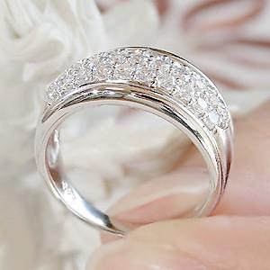 【感謝価格】アクセサリーpt900 プラチナ ダイヤモンド ダイヤ 指輪 リング パヴェ 1.0ct 1